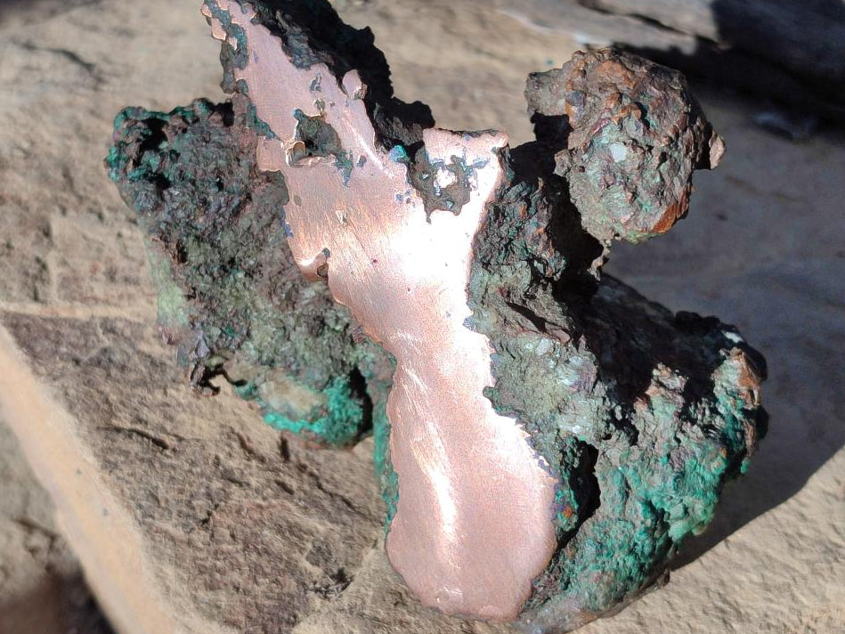 Polished One Side Native Copper Ingot Specimen x 1 From Kolwezi, Congo