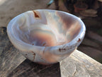 Hand Made Medium Size Turned Banded Agate Bowl x 1 From Maintirano Madagascar