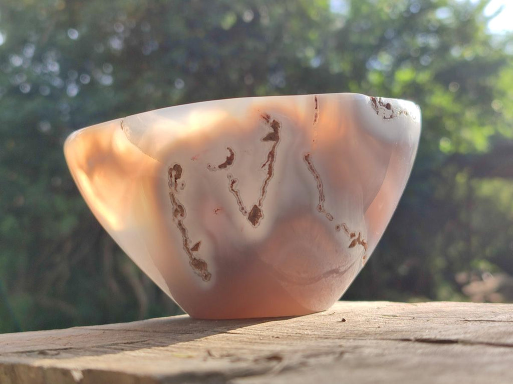 Hand Made Medium Size Turned Banded Agate Bowl x 1 From Maintirano Madagascar
