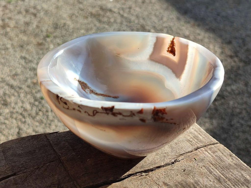 Hand Made Medium Size Turned Banded Agate Bowl x 1 From Maintirano Madagascar