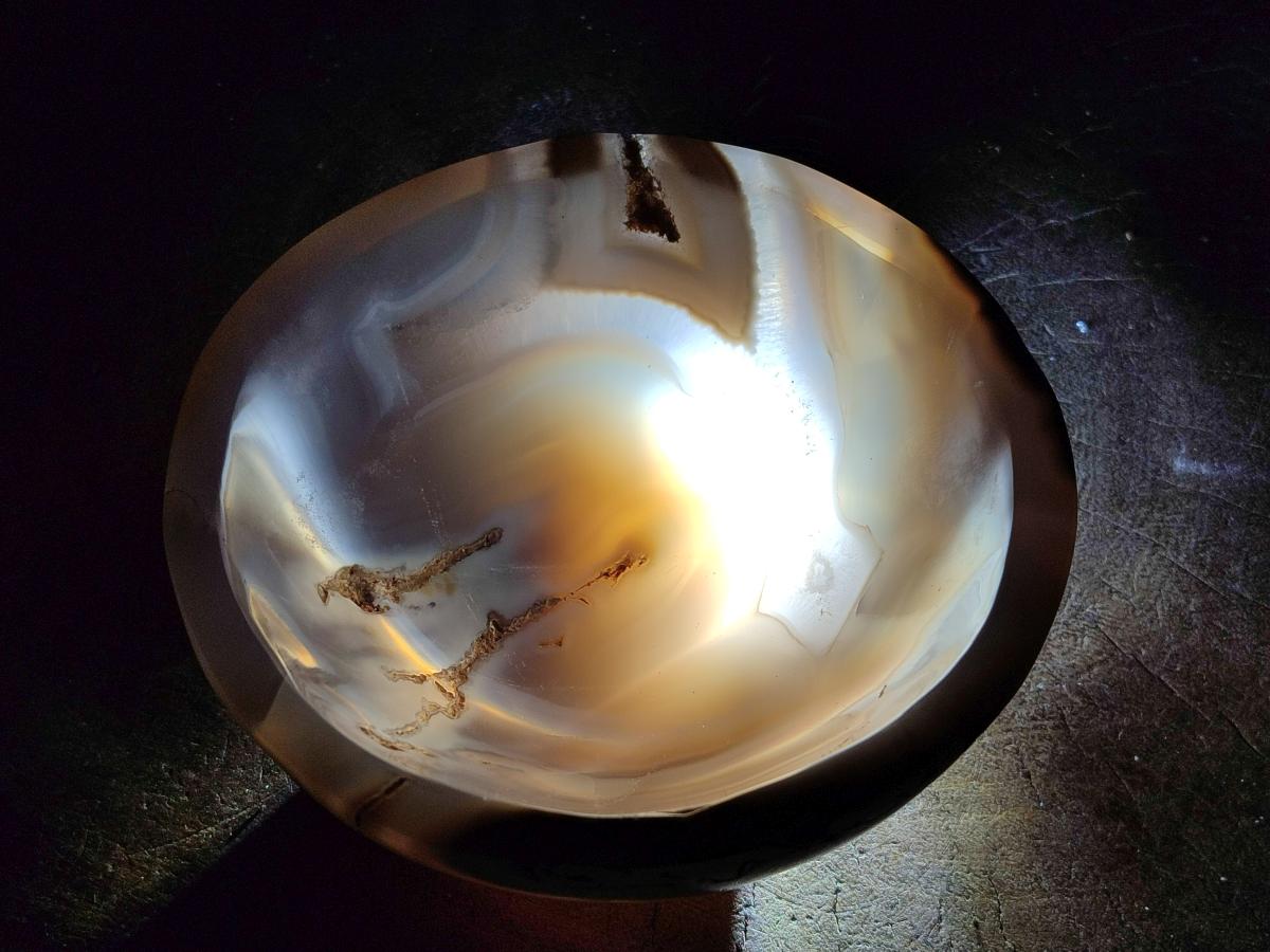 Hand Made Medium Size Turned Banded Agate Bowl x 1 From Maintirano Madagascar
