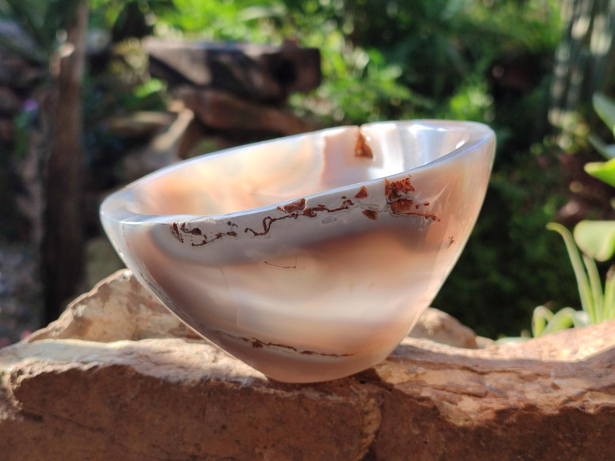 Hand Made Medium Size Turned Banded Agate Bowl x 1 From Maintirano Madagascar