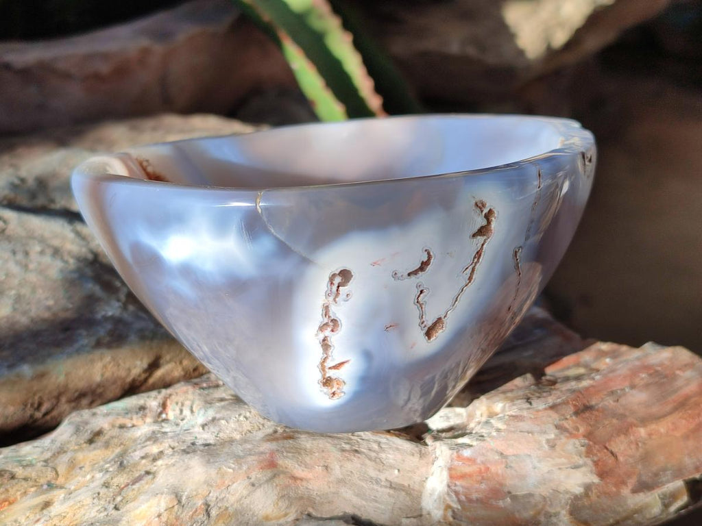 Hand Made Medium Size Turned Banded Agate Bowl x 1 From Maintirano Madagascar