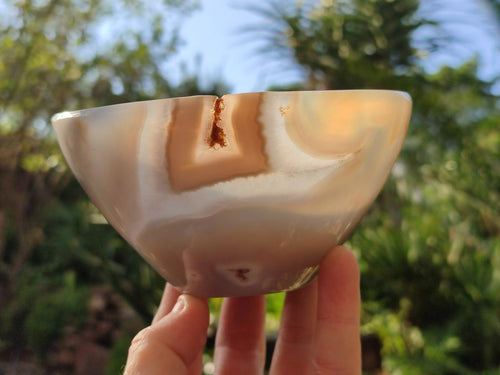 Hand Made Medium Size Turned Banded Agate Bowl x 1 From Maintirano Madagascar