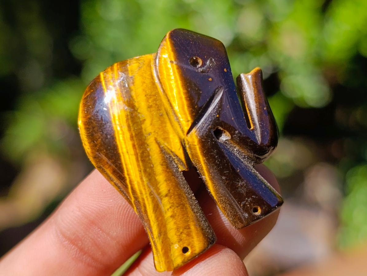 Hand Made Golden Tigers Eye Carved Elephant - Sold Per Piece - From South Africa
