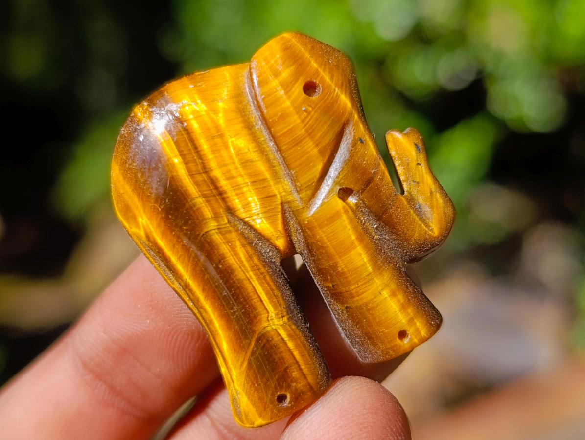 Hand Made Golden Tigers Eye Carved Elephant - Sold Per Piece - From South Africa