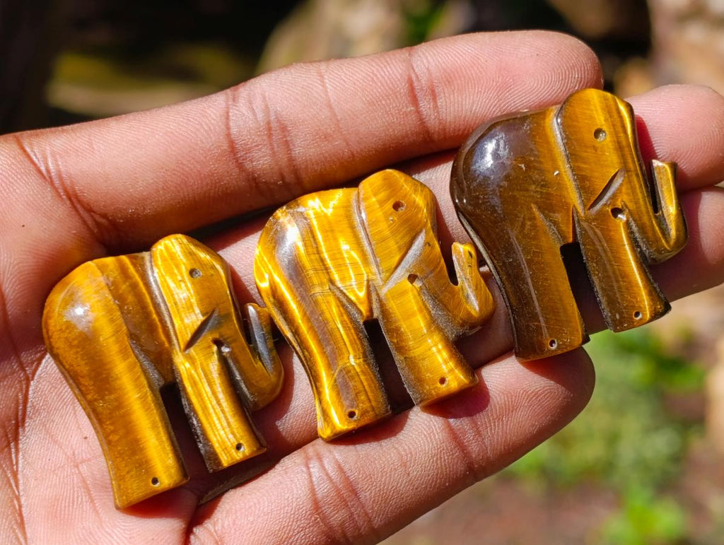 Hand Made Golden Tigers Eye Carved Elephant - Sold Per Piece - From South Africa