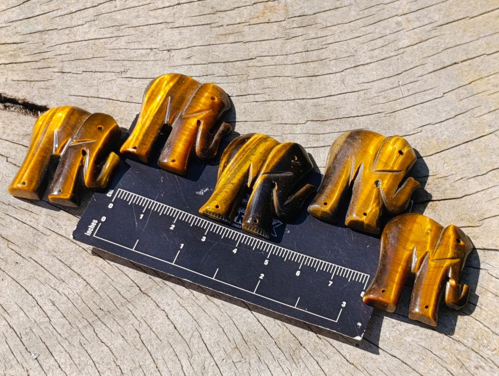 Hand Made Golden Tigers Eye Carved Elephant - Sold Per Piece - From South Africa