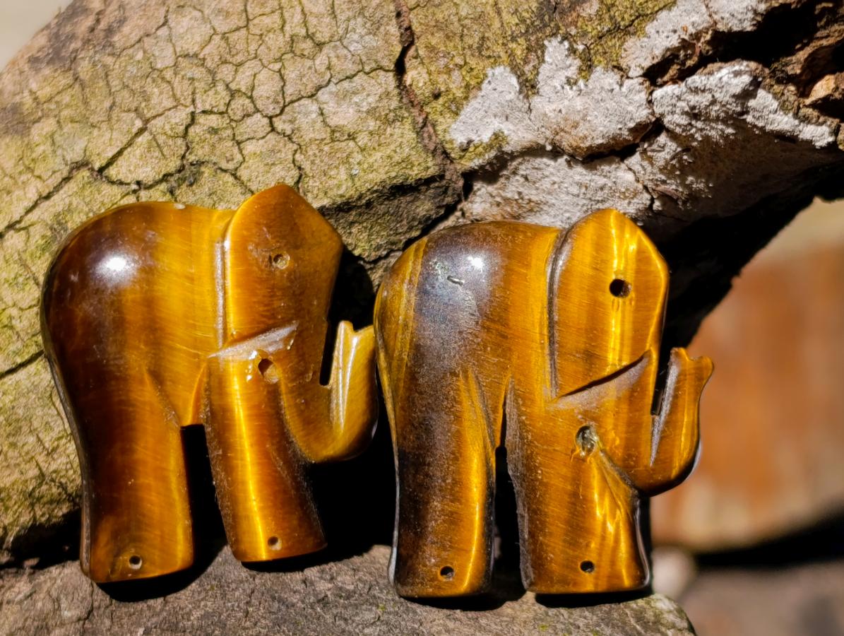 Hand Made Golden Tigers Eye Carved Elephant - Sold Per Piece - From South Africa