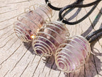 Hand Made Smokey Amethyst Crystal in Spiral Cage Necklace - Sold Per Item - From Chiredzi, Zimbabwe