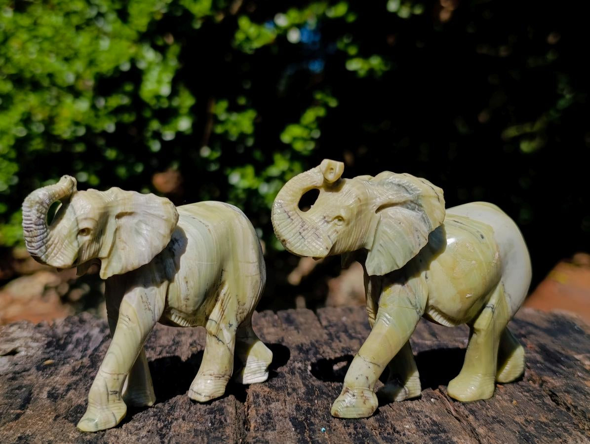 Hand Made Pair of Elephant Butter Jade Carvings x 1 From Bronkhorstspruit, South Africa