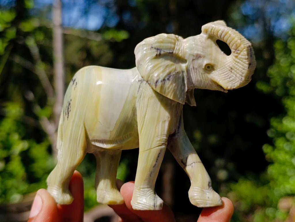Hand Made Pair of Elephant Butter Jade Carvings x 1 From Bronkhorstspruit, South Africa