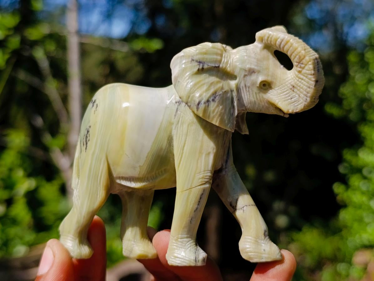 Hand Made Pair of Elephant Butter Jade Carvings x 1 From Bronkhorstspruit, South Africa