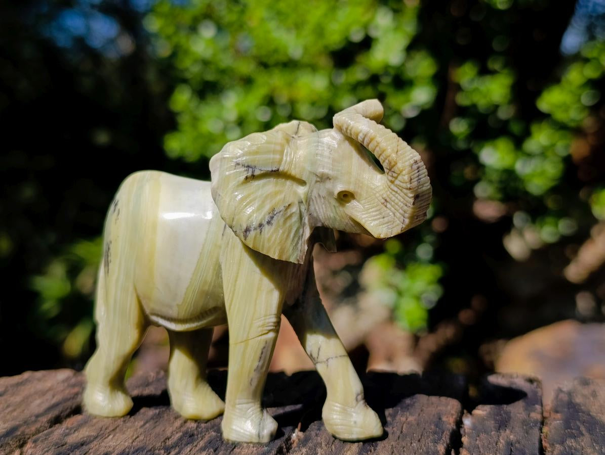 Hand Made Pair of Elephant Butter Jade Carvings x 1 From Bronkhorstspruit, South Africa