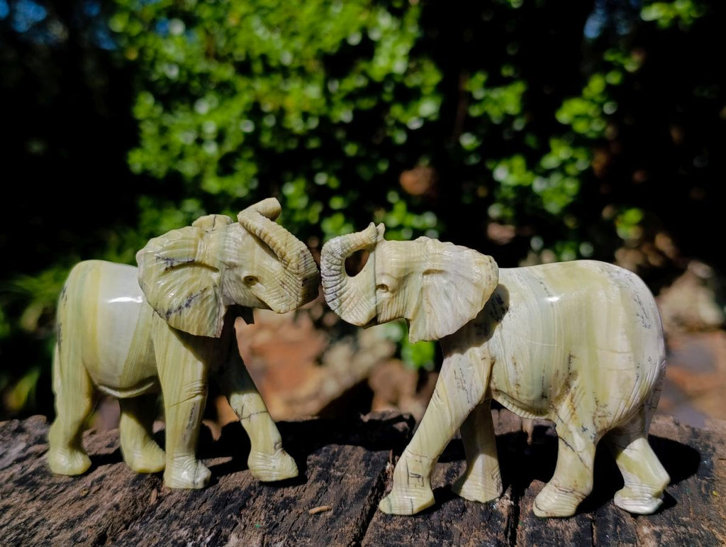 Hand Made Pair of Elephant Butter Jade Carvings x 1 From Bronkhorstspruit, South Africa