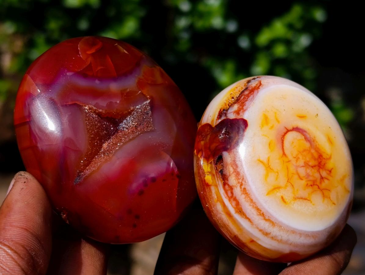 Polished Trio of Carnelian Gemstone Galets x 1 From Madagascar