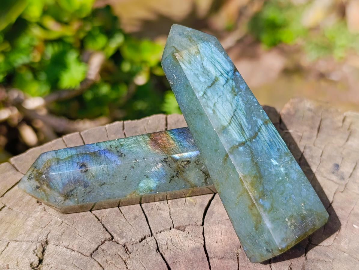 Polished Pair of Labradorite Display Crystals x 1 From Tulear, Madagascar