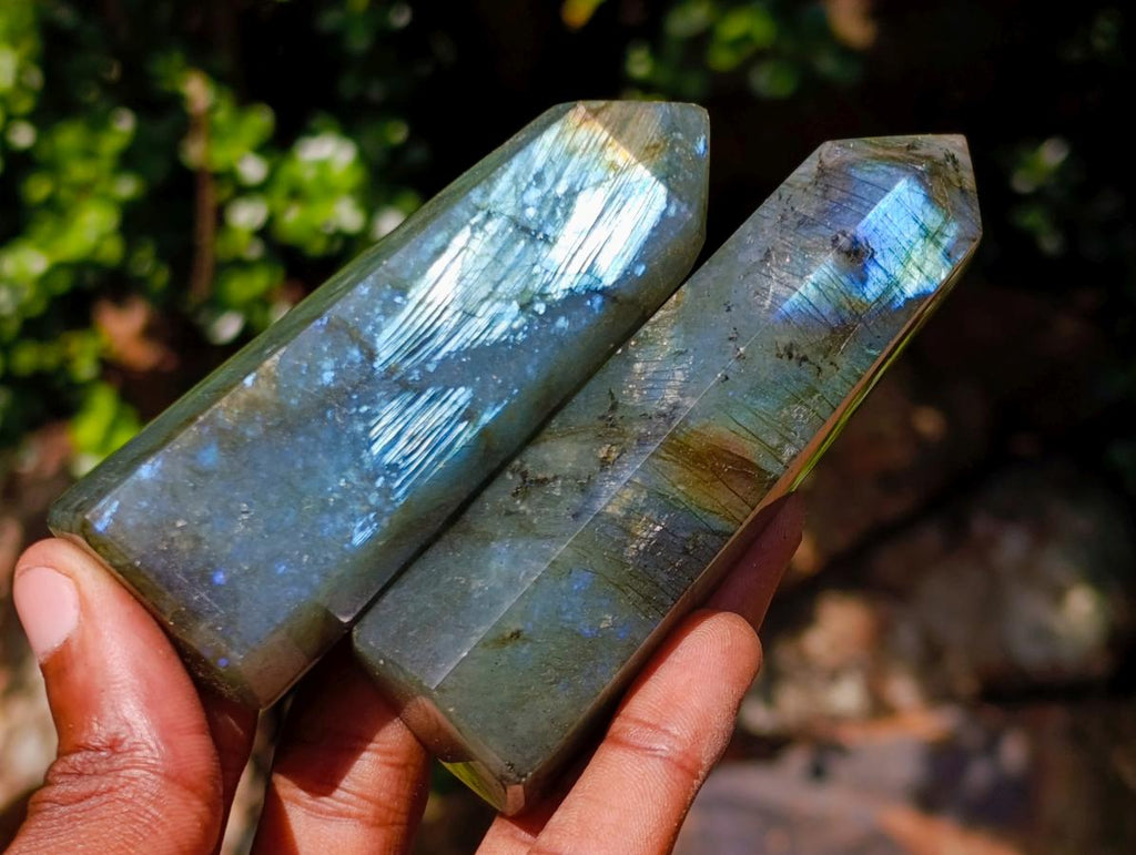 Polished Pair of Labradorite Display Crystals x 1 From Tulear, Madagascar