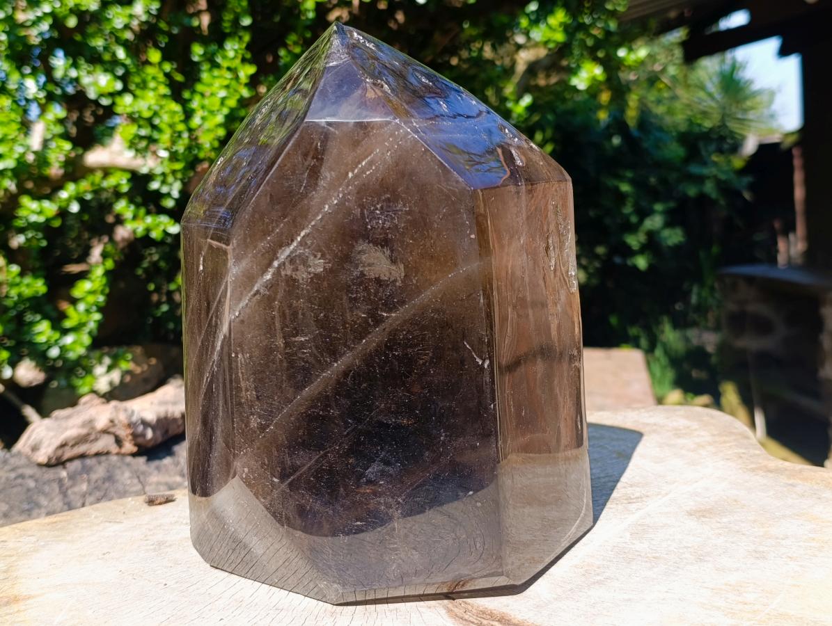 Polished XL Smokey Window Quartz Display Crystal x 1 From Madagascar