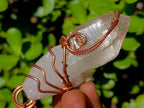 Handmade Copper Wire Art Floater Quartz Crystal Necklace x 1 From Zambia
