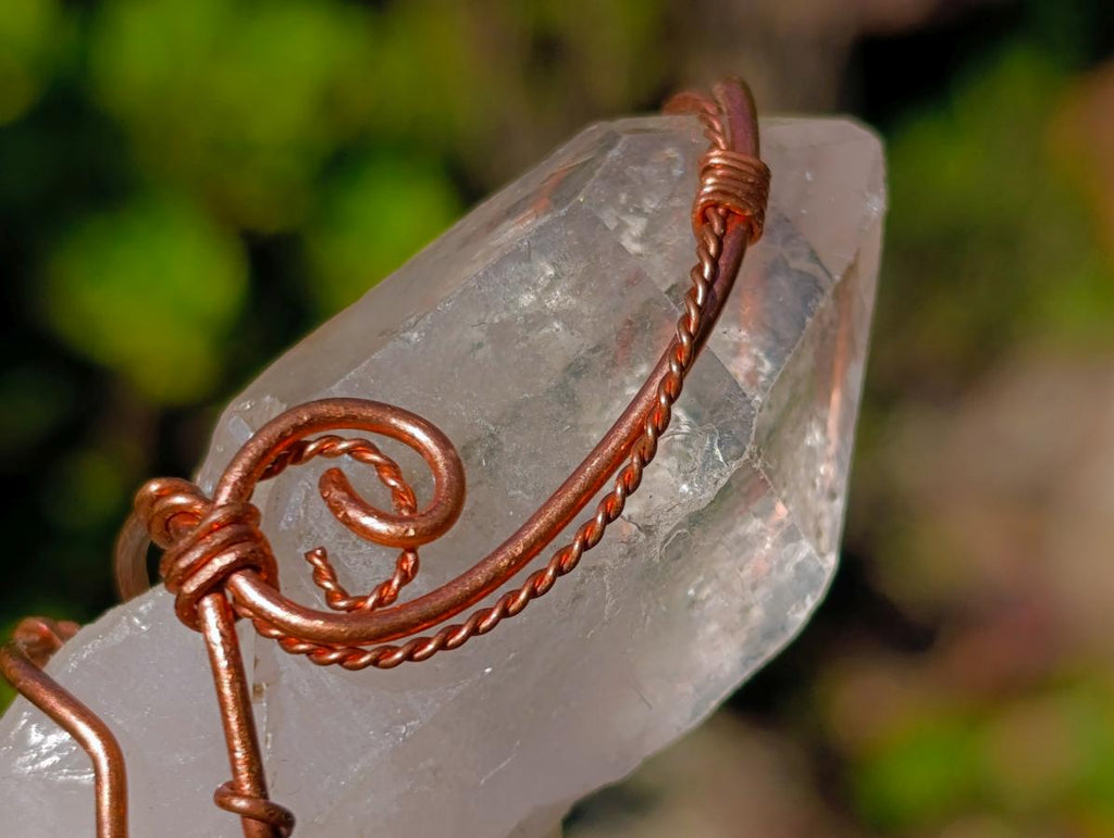 Handmade Copper Wire Art Floater Quartz Crystal Necklace x 1 From Zambia