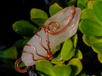 Handmade Copper Wire Art Floater Quartz Crystal Necklace x 1 From Zambia