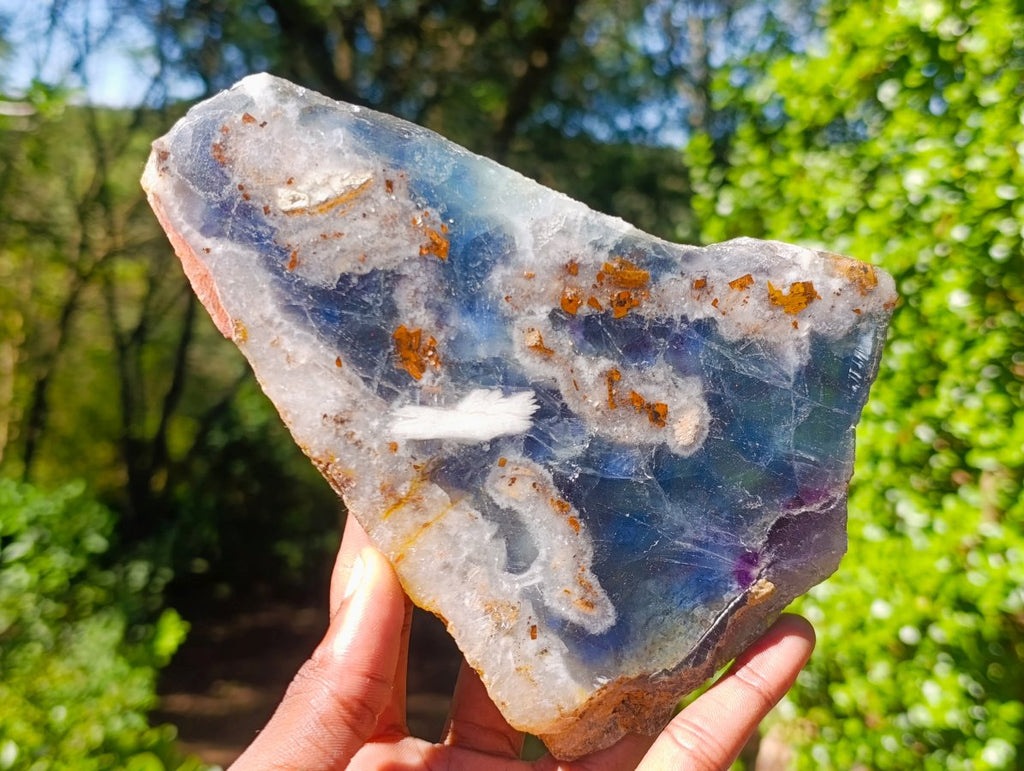 Polished Translucent Watermelon Fluorite Slice x 1 From Uis, Namibia
