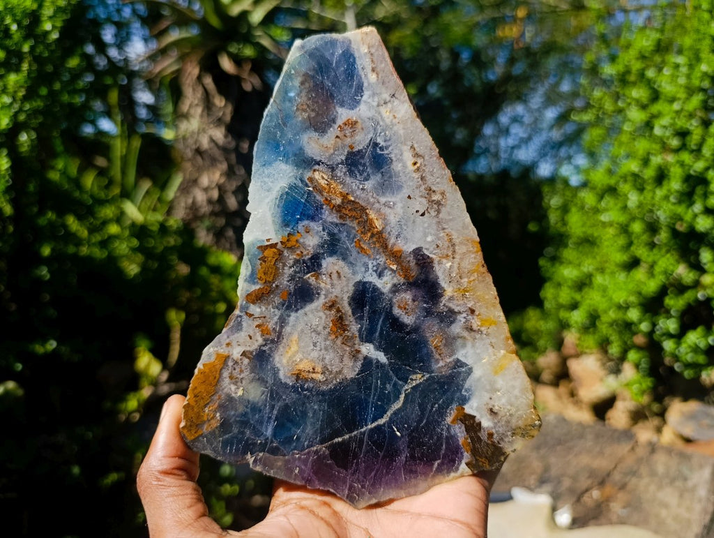 Polished Translucent Watermelon Fluorite Slice x 1 From Uis, Namibia