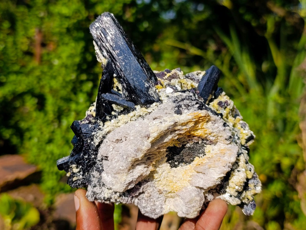 Natural Large Schorl Black Tourmaline Specimen with Associated Minerals x 1 From Erongo, Namibia
