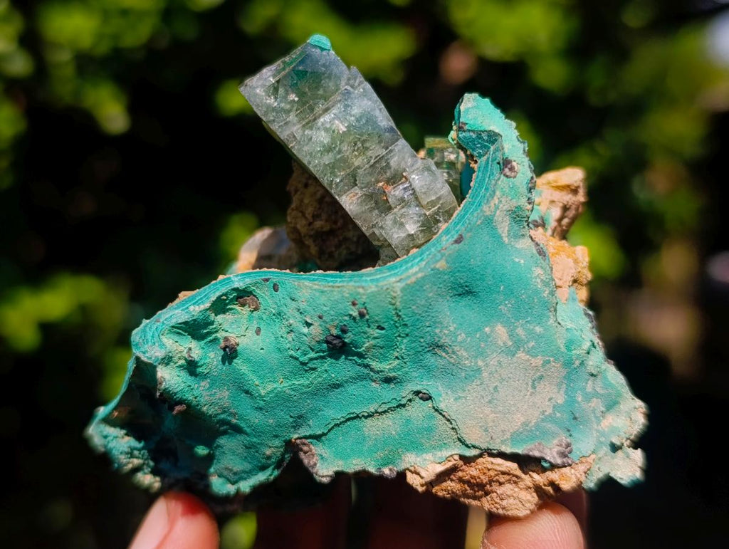 Natural Barite and Malachite Specimen x 1 From Shinkolobwe mine, Congo