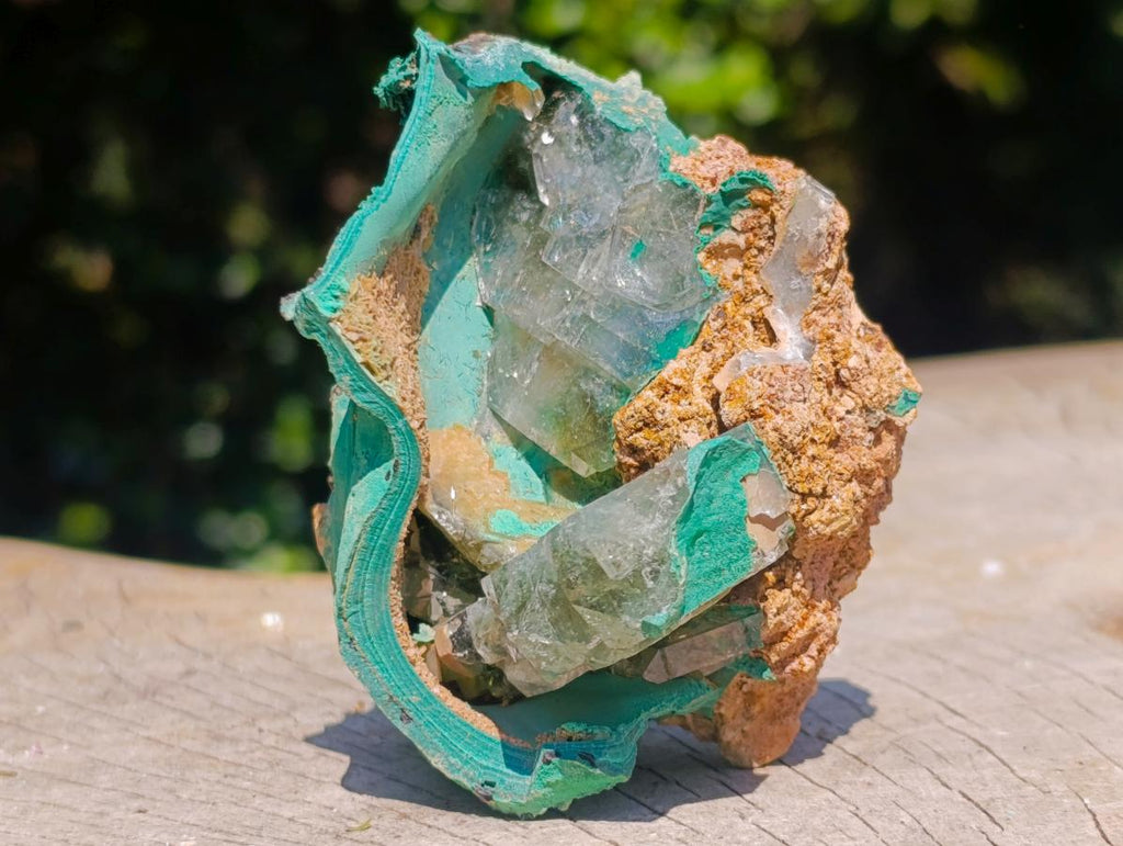 Natural Barite and Malachite Specimen x 1 From Shinkolobwe mine, Congo