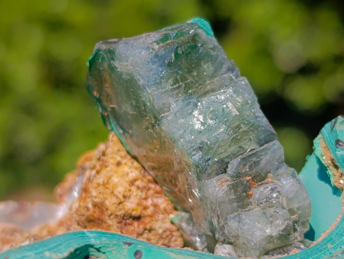 Natural Barite and Malachite Specimen x 1 From Shinkolobwe mine, Congo