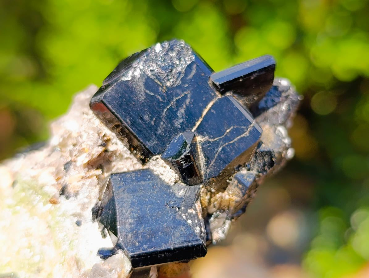 Natural Schorl Black Tourmaline Specimen with Hyalite Opal x 1 From Erongo, Namibia