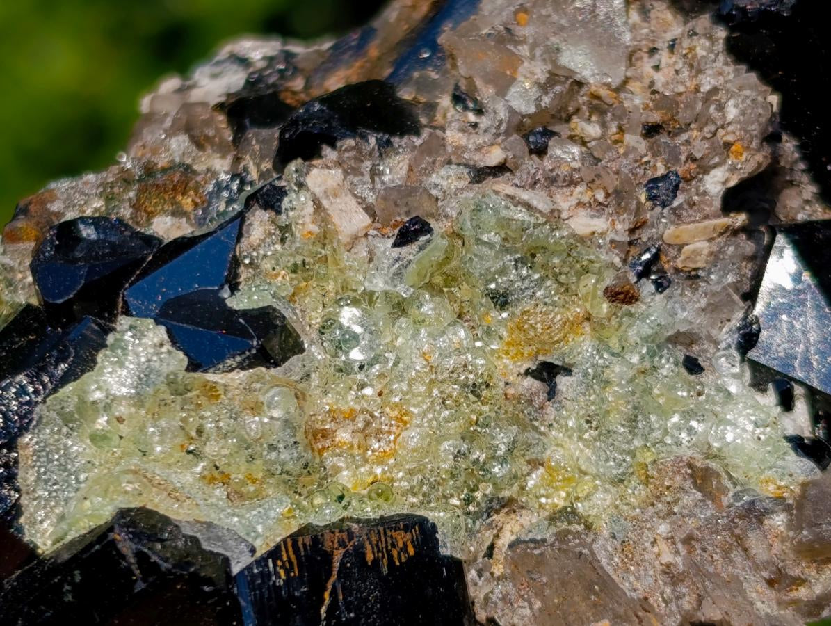 Natural Schorl Black Tourmaline Specimen with Hyalite Opal x 1 From Erongo, Namibia