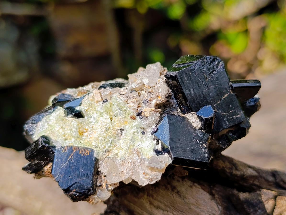 Natural Schorl Black Tourmaline Specimen with Hyalite Opal x 1 From Erongo, Namibia