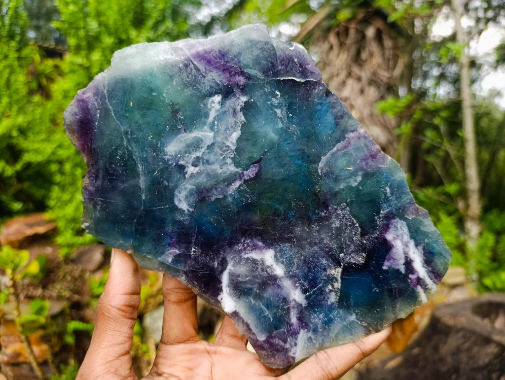 Polished Large Translucent Watermelon Fluorite Slice x 1 From Uis, Namibia