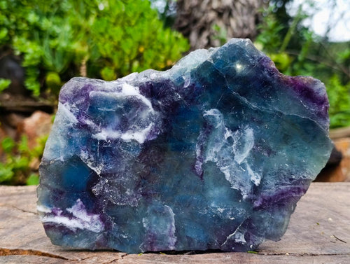 Polished Large Translucent Watermelon Fluorite Slice x 1 From Uis, Namibia