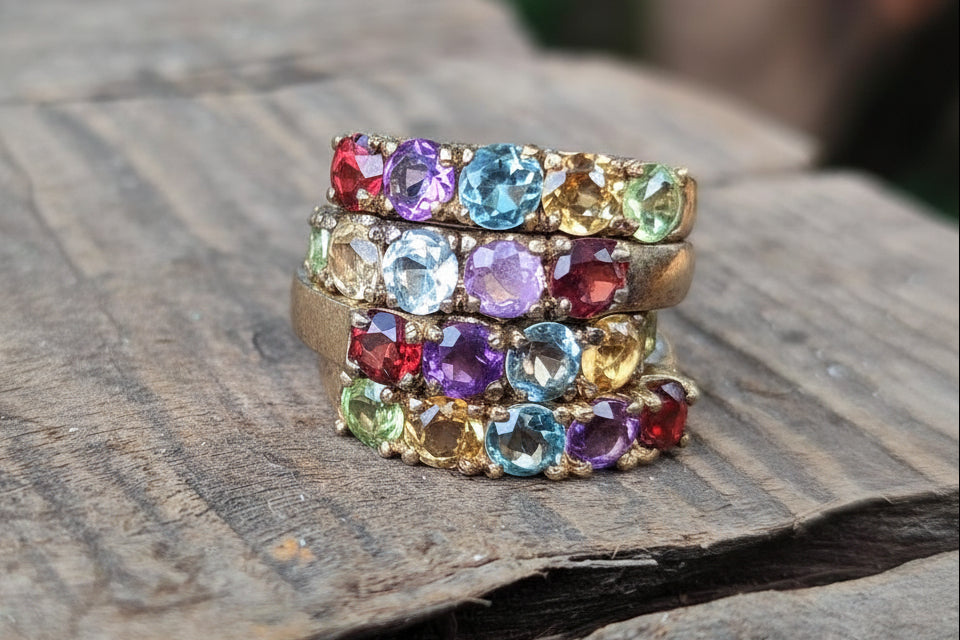 Hand Made 9 Carat Gold Plated Faceted Chakra Ring - Sold Per Item - From Southern Africa