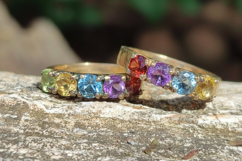 Hand Made 9 Carat Gold Plated Faceted Chakra Ring - Sold Per Item - From Southern Africa