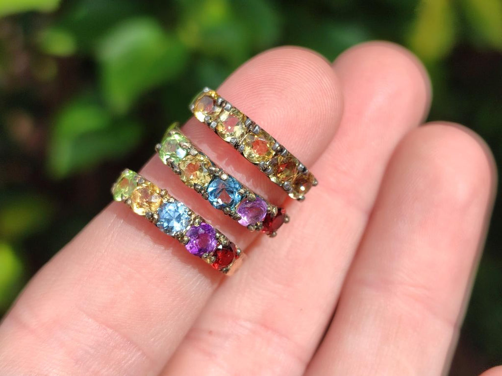 Hand Made 9 Carat Gold Plated Faceted Chakra Ring - Sold Per Item - From Southern Africa
