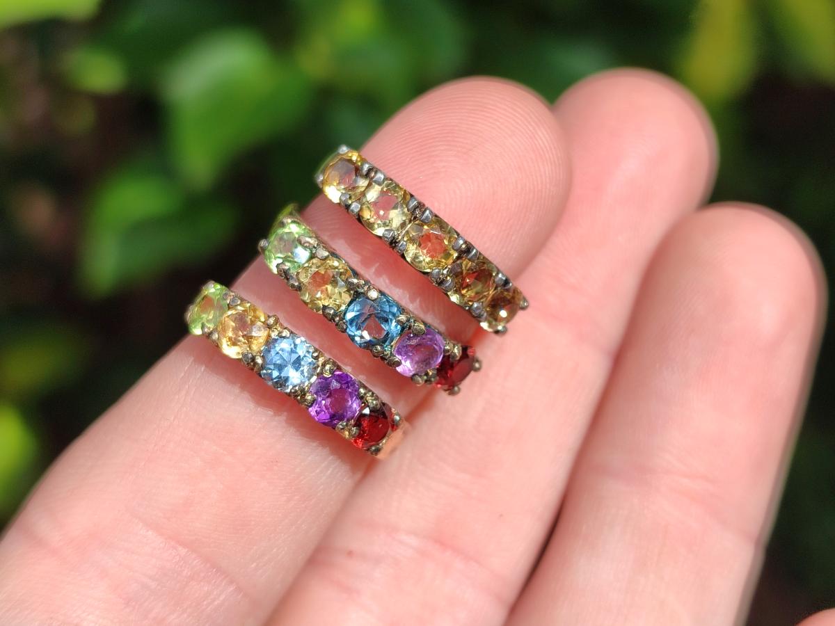 Hand Made 9 Carat Gold Plated Faceted Chakra Ring - Sold Per Item - From Southern Africa