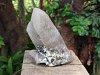 Natural Twin Smokey Quartz Crystal with Black Tourmaline and Hyalite Opal x 1 From Erongo, Namibia