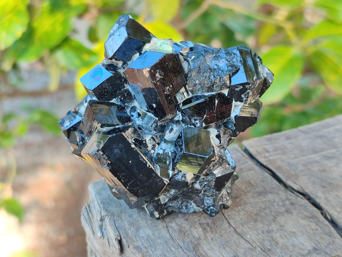Natural Schorl Black Tourmaline Specimen with Hyalite Opal x 1 From Erongo, Namibia