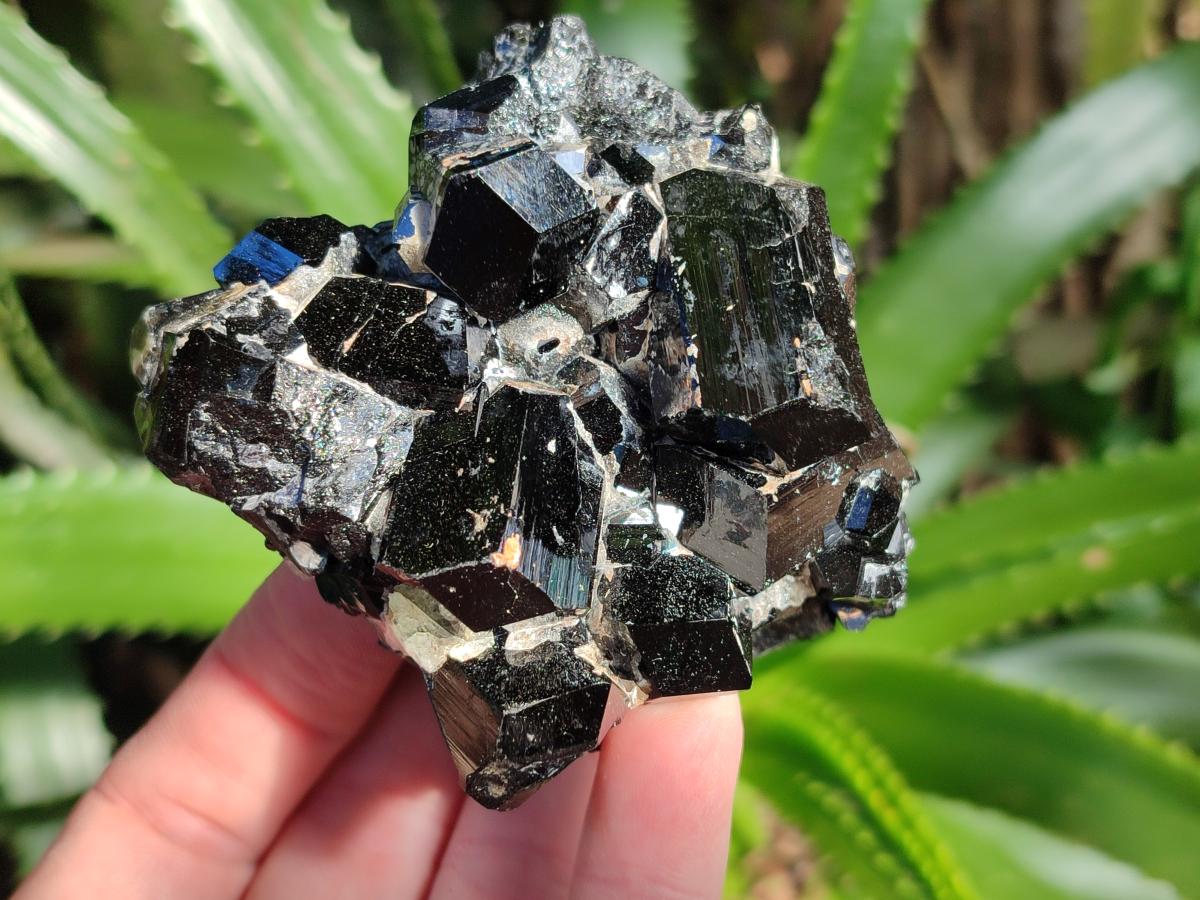 Natural Schorl Black Tourmaline Specimen with Hyalite Opal x 1 From Erongo, Namibia