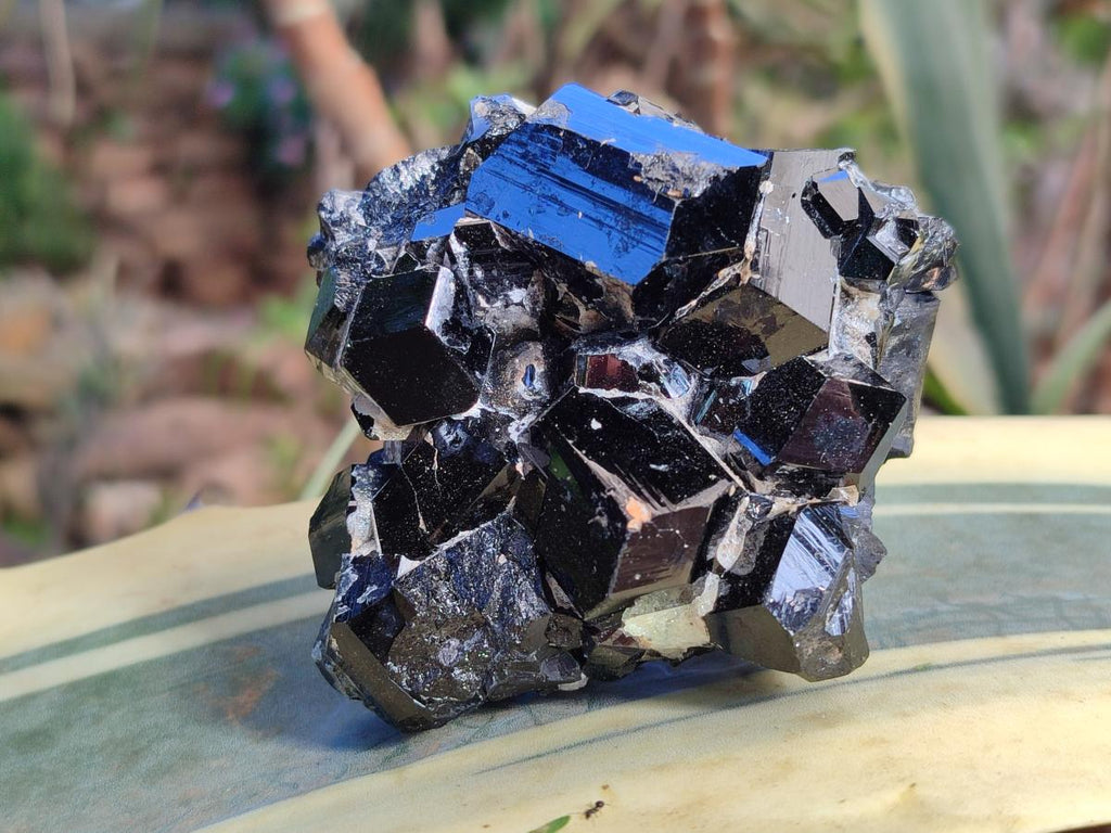 Natural Schorl Black Tourmaline Specimen with Hyalite Opal x 1 From Erongo, Namibia