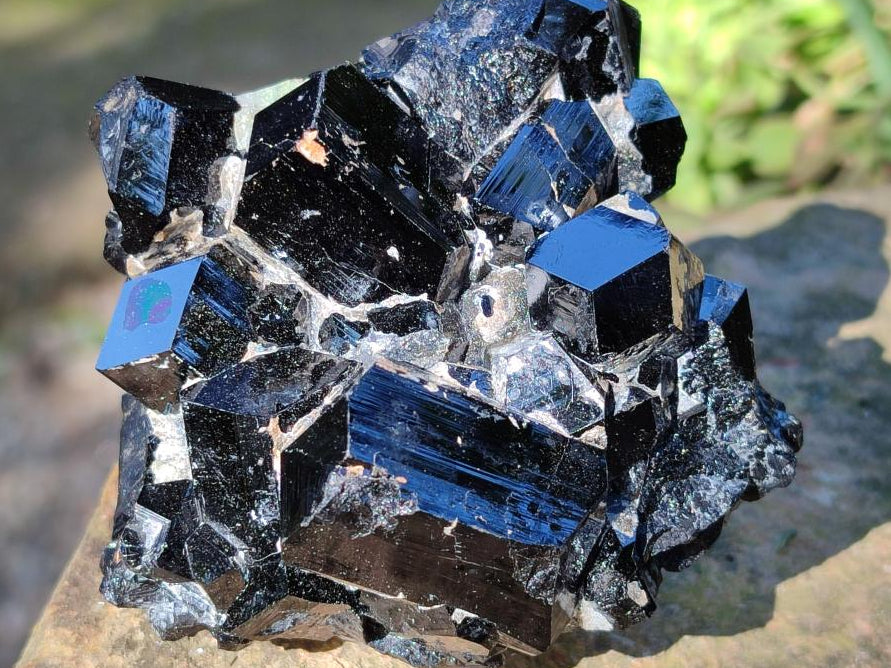 Natural Schorl Black Tourmaline Specimen with Hyalite Opal x 1 From Erongo, Namibia