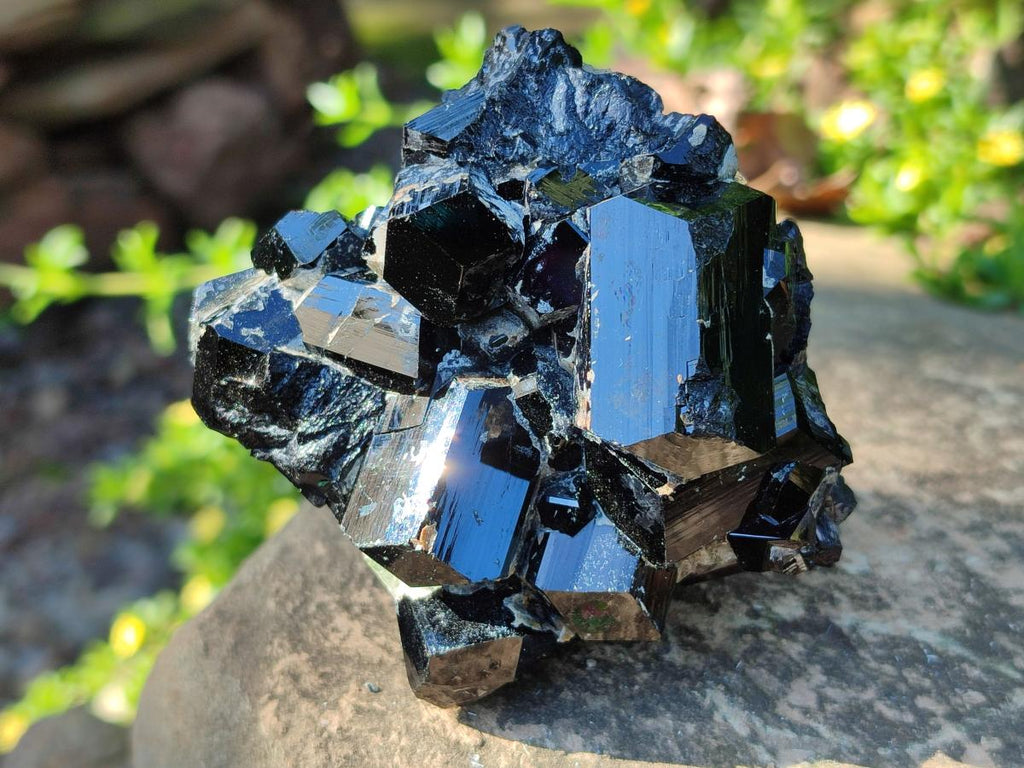 Natural Schorl Black Tourmaline Specimen with Hyalite Opal x 1 From Erongo, Namibia