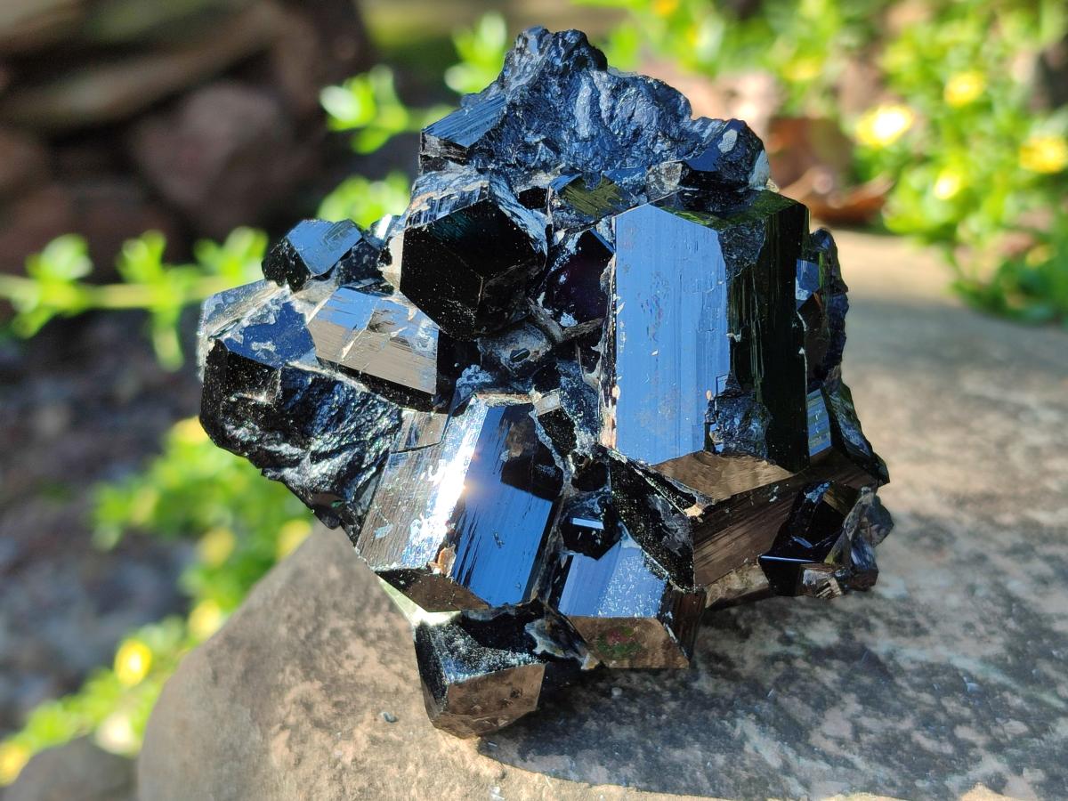 Natural Schorl Black Tourmaline Specimen with Hyalite Opal x 1 From Erongo, Namibia