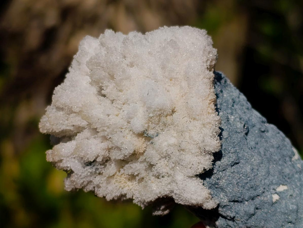 Natural Rare Hyalite Opal on Feldspar with Foitite Specimen x 1 From Erongo Mountain, Namibia