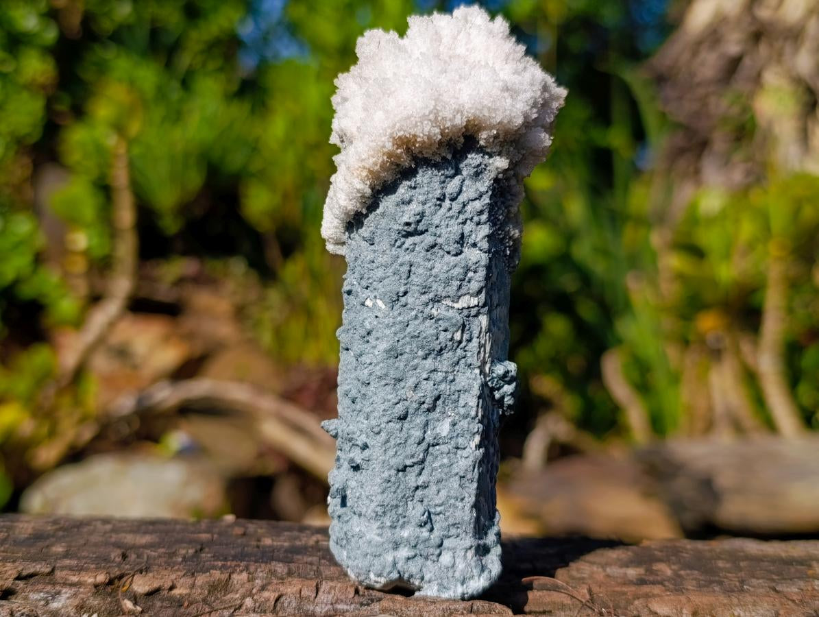 Natural Rare Hyalite Opal on Feldspar with Foitite Specimen x 1 From Erongo Mountain, Namibia